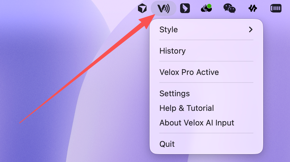 Velox Menu Bar Icon